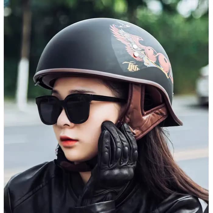 Demi-casque en V pour moto Harley
