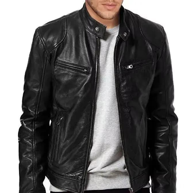 Veste de moto en cuir pour hommes