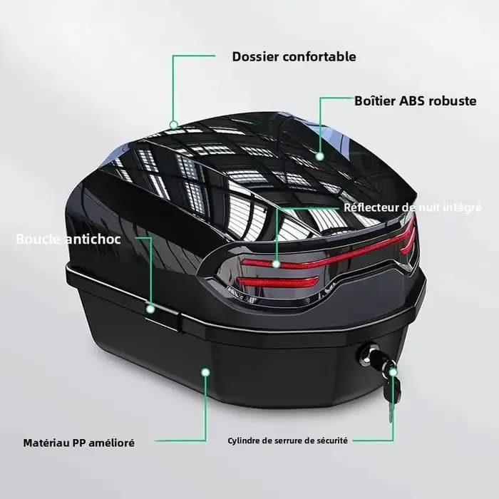 Boîte supérieure de moto 35l