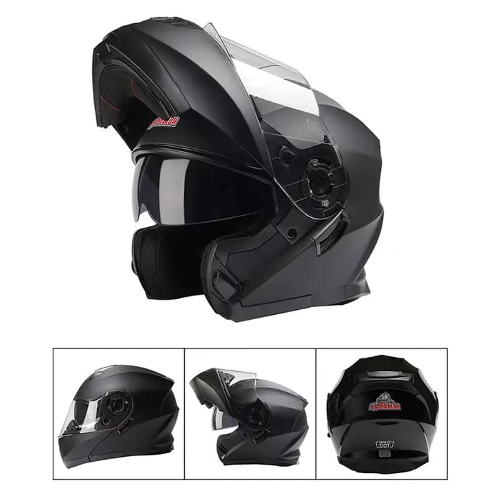 Casques de Moto modulaires de course rabattables Double lentille Cascos Para