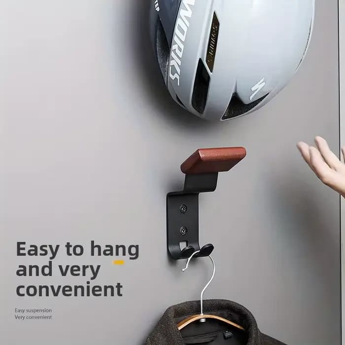 Support mural pour casque en bois et acier au carbone