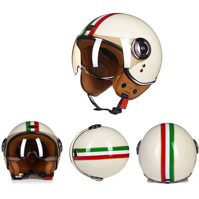 BEON – casque De Moto pour hommes et femmes, ouvert au visage, Vintage, 3/4