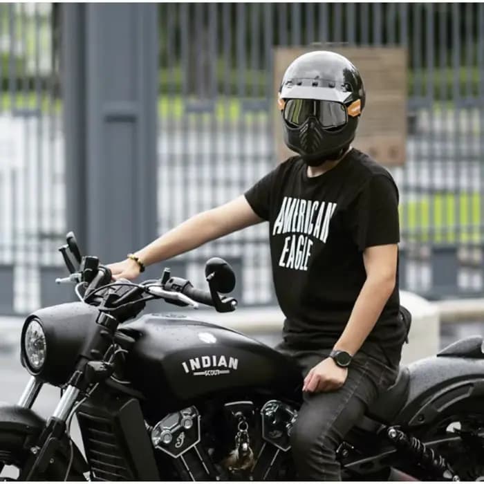 Casque de moto décoratif rétro en fibre de verre