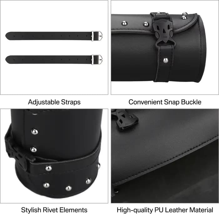 Sac à outils pour fourche avant de moto, sac en rouleau universel en Faux cuir pour guidon, étanche, adapté pour Harley Sportster Kawasaki Yamaha
