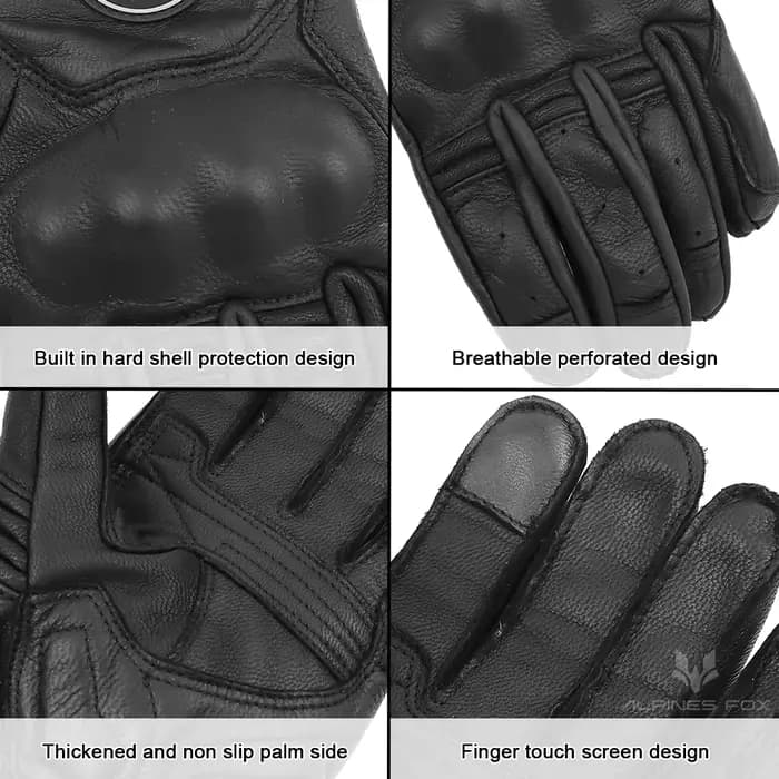 Gants de Moto en cuir marron Vintage pour hommes et femmes