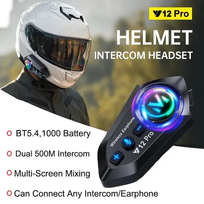 Y12 Pro casque de Moto Interphone V5.4 Kit d'appel mains libres 500M pour 2 cavalier Intercomunicador