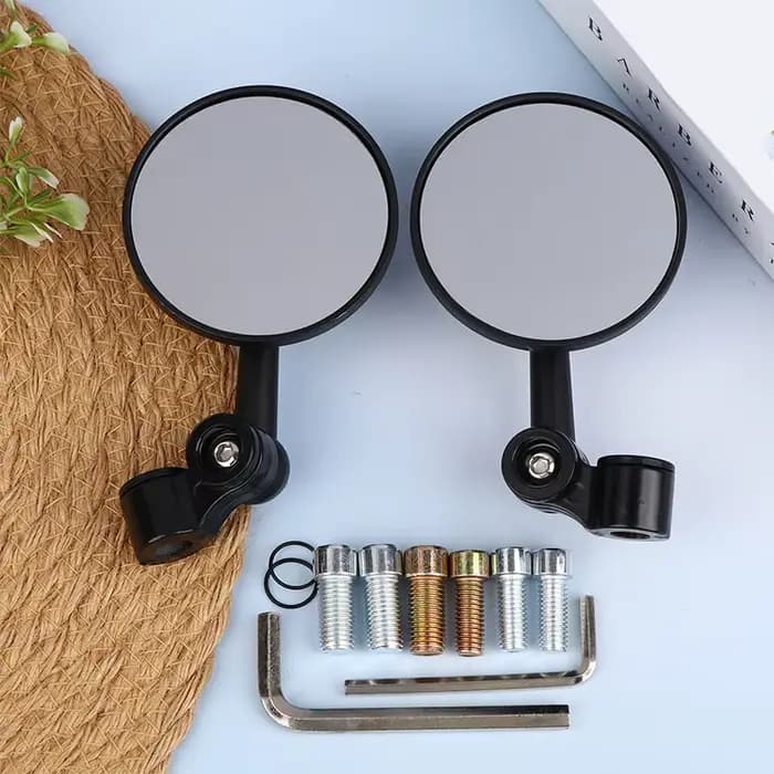 1 paires d'accessoires de moteur rétroviseurs d'extrémité de barre ronde en alliage d'aluminium