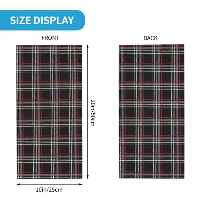 GTI Tartan Bandana cache-cou imprimé écharpe magique multi-usage cagoule randonnée pêche unisexe adulte hiver