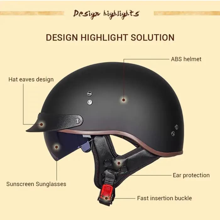 Casque de Moto Rétro avec Certification DOT