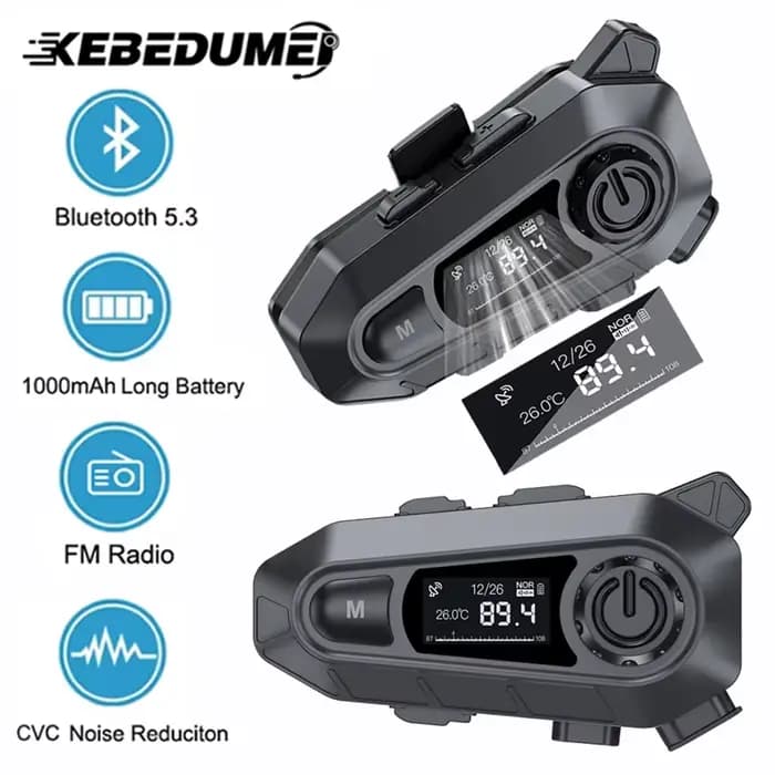 Casque de Moto casque sans fil appel mains libres étanche BT 5.3 casque de Moto avec Radio FM grand écran LED pour cavalier