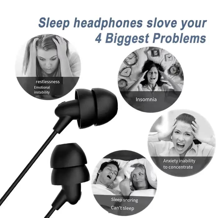 Écouteurs filaires pour le sommeil, casque de Sport, Anti-bruit, doux, sommeil dans l'oreille, basse profonde, écouteurs stéréo avec Microphone, 1.2M