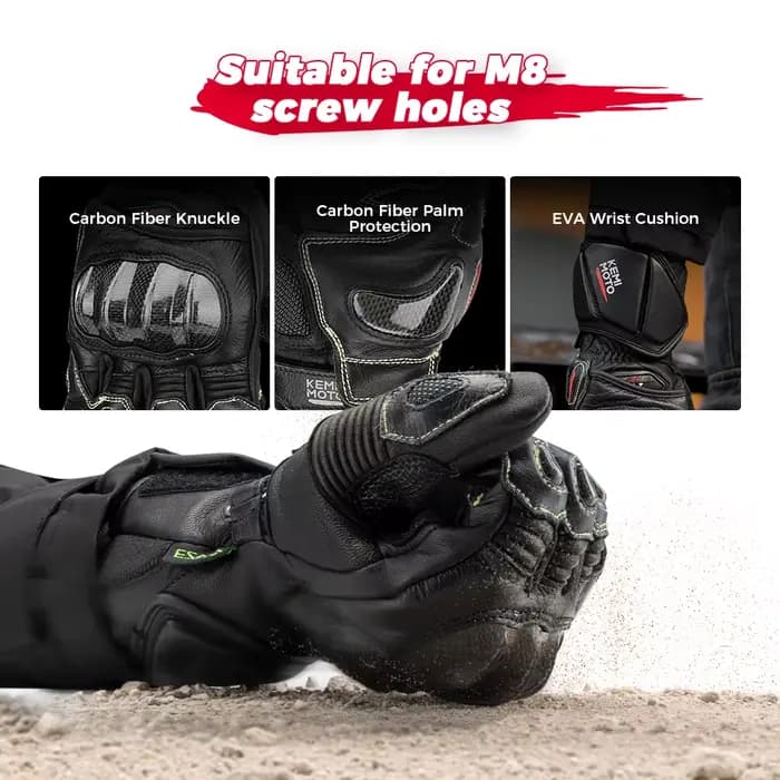 KEMITOUR gants de Moto en cuir
