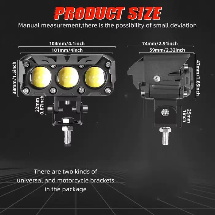 Phare LED auxiliaire pour motos 12V