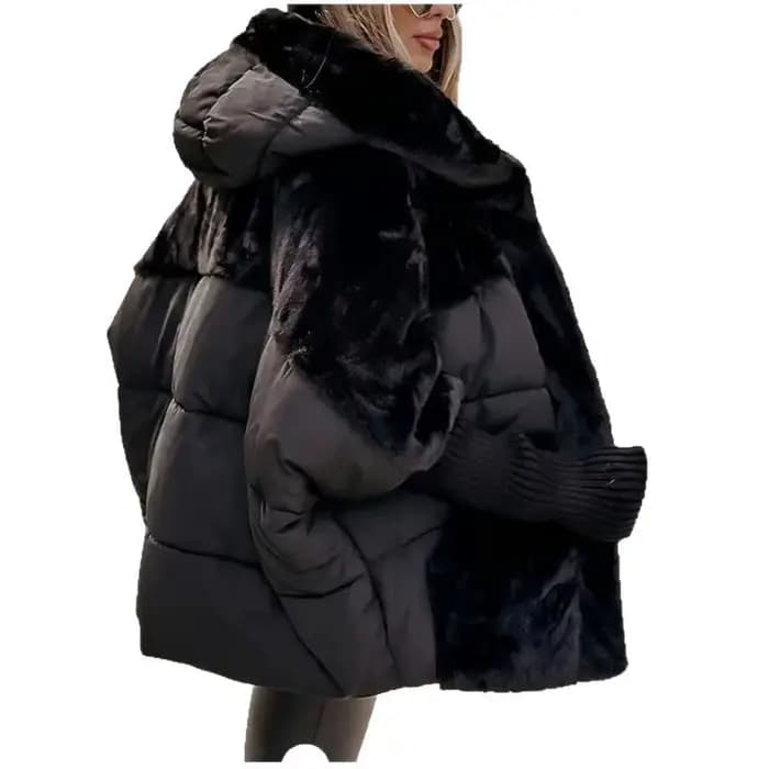 Manteau chaud à capuche en Patchwork pour femme, veste rembourrée d'automne, vêtements d'extérieur surdimensionnés en hiver