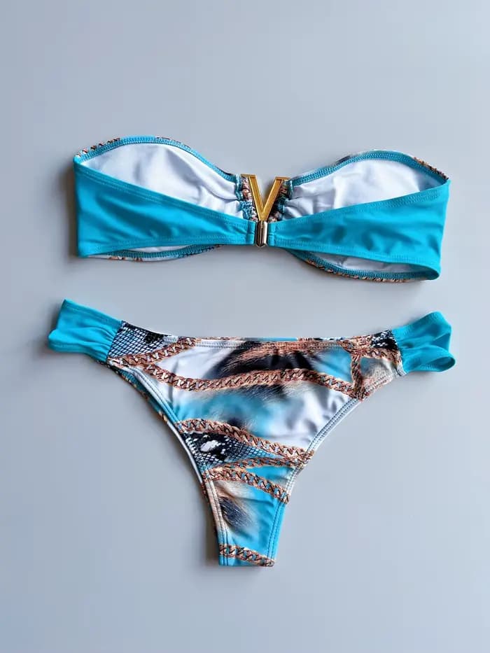 Maillot de bain femme imprimé sexy, ensemble bikini patchwork, tenue de plage d'été, maillot de bain sans bretelles, deux pièces, collection 2026