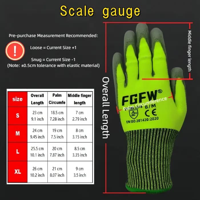 3 paires de gants résistants aux coupures de niveau militaire 5 EN388/CE/ISO-fibre de verre HPPE