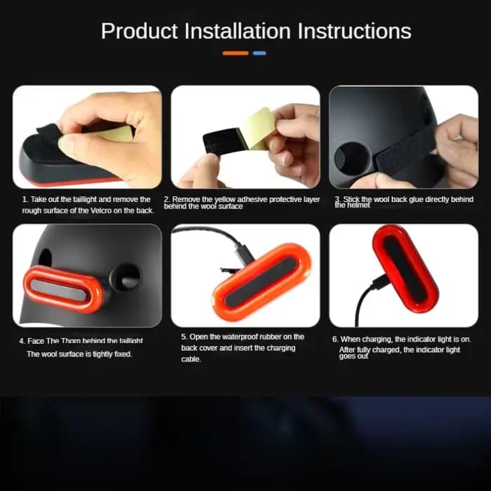 Lumière LED pour casque de vélo et moto