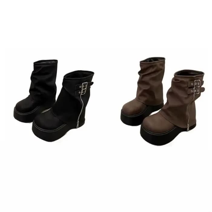 Bottines de motard à plateforme pour femmes
