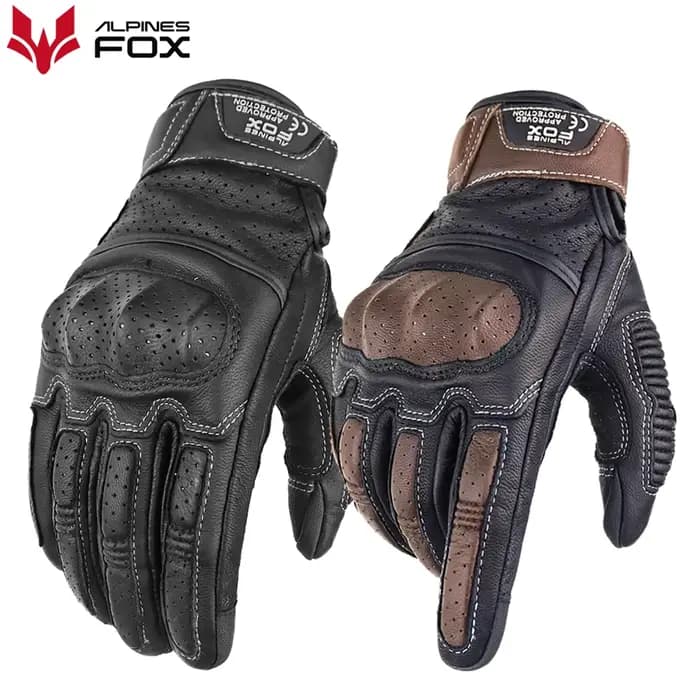 Gants de Moto en cuir perforé rétro d'été pour hommes et femmes