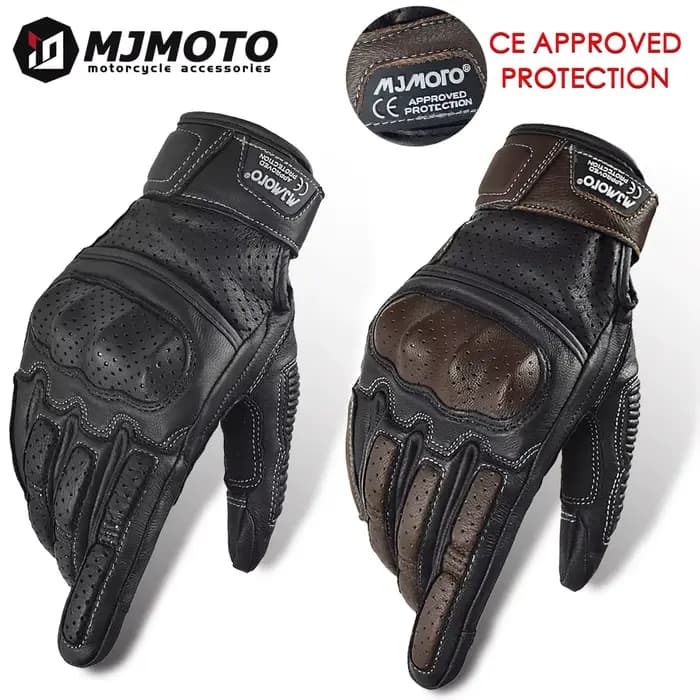 Avec CE approuvé été rétro en cuir perforé gants de Moto hommes femmes doigt complet Motocross Dirt Biker gant Guantes