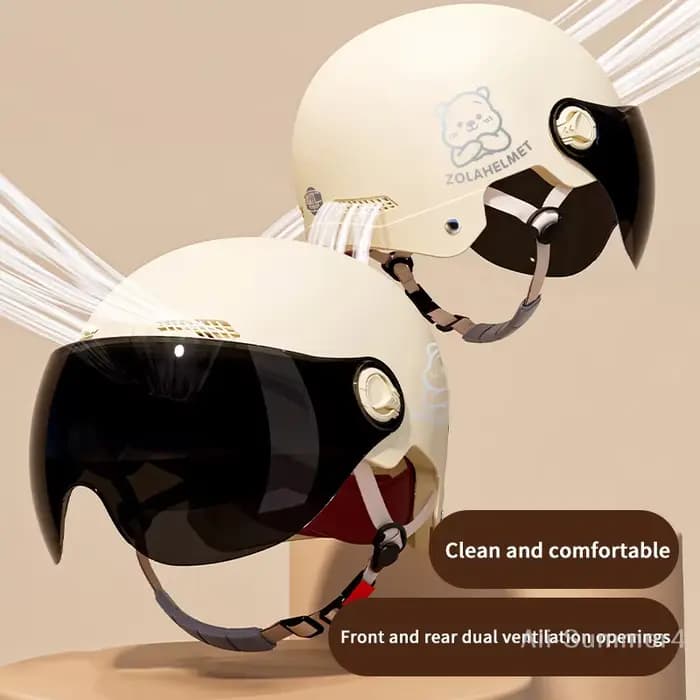 1 pièce certifié 3C hommes et femmes adultes dessin animé vélo électrique moto demi-casque avec lunettes casque de