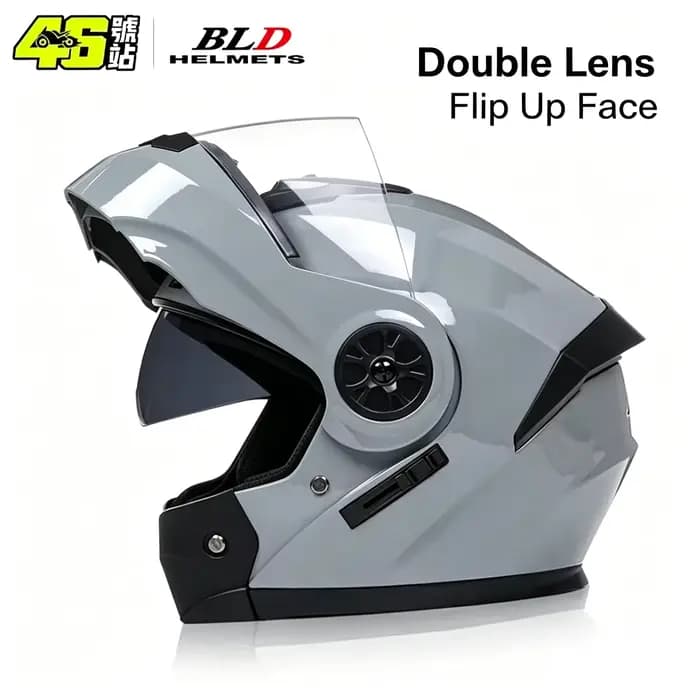Casque de moto modulaire avec double visière et visière rabattable