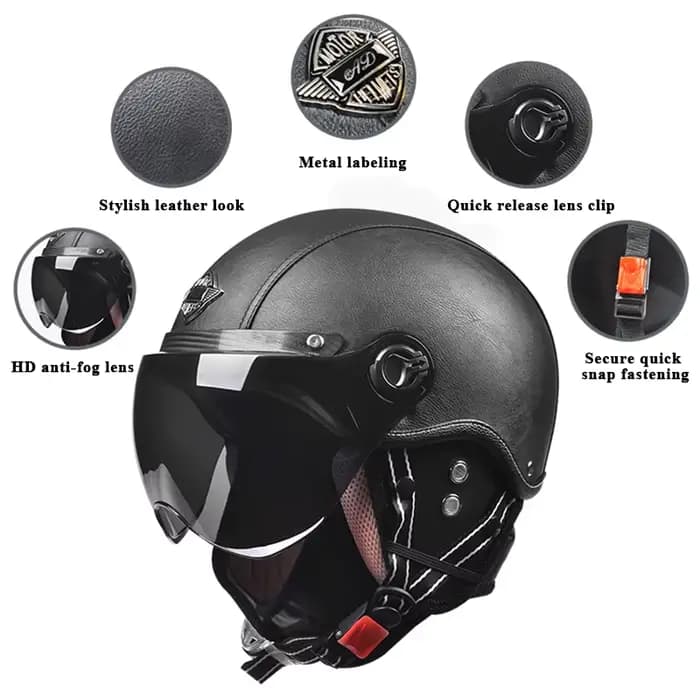 Casques de moto rétro AD avec visière Harley casque en cuir pour homme