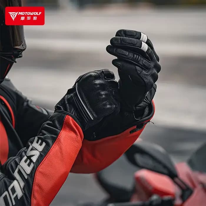 Gants de moto en cuir pour hommes