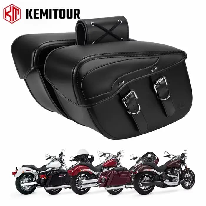 Sacoche de moto en cuir synthétique PU 34L