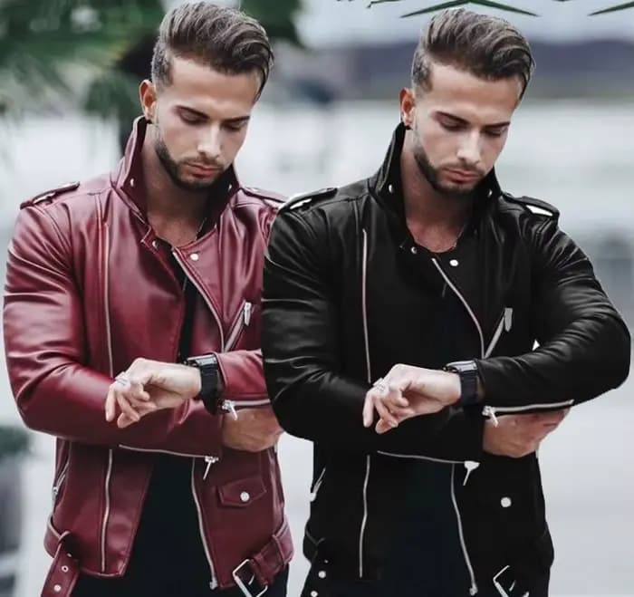 Veste de moto en cuir PU pour hommes
