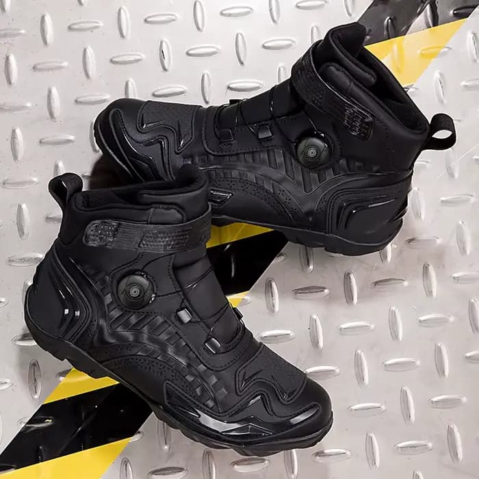 Chaussures de moto en cuir microfibre
