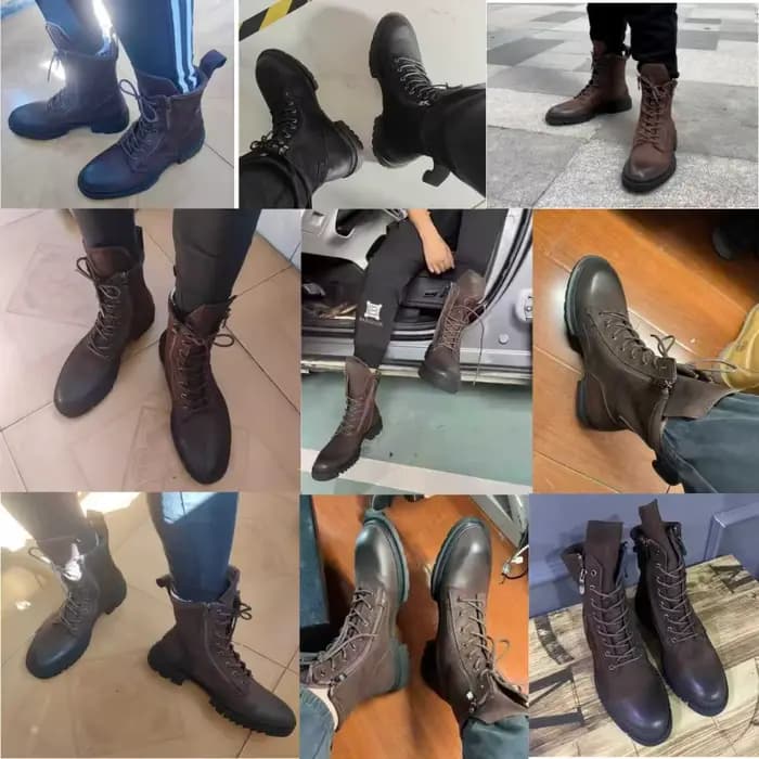 Bottes de moto rétro en cuir