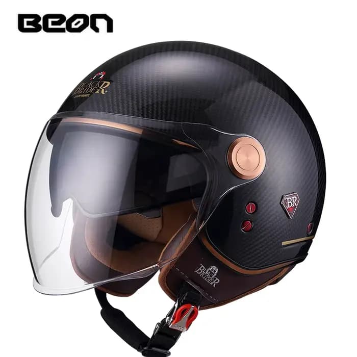 BEON BR-20 Casque d'équitation de moto Demi-casque en fibre de carbone 3/4