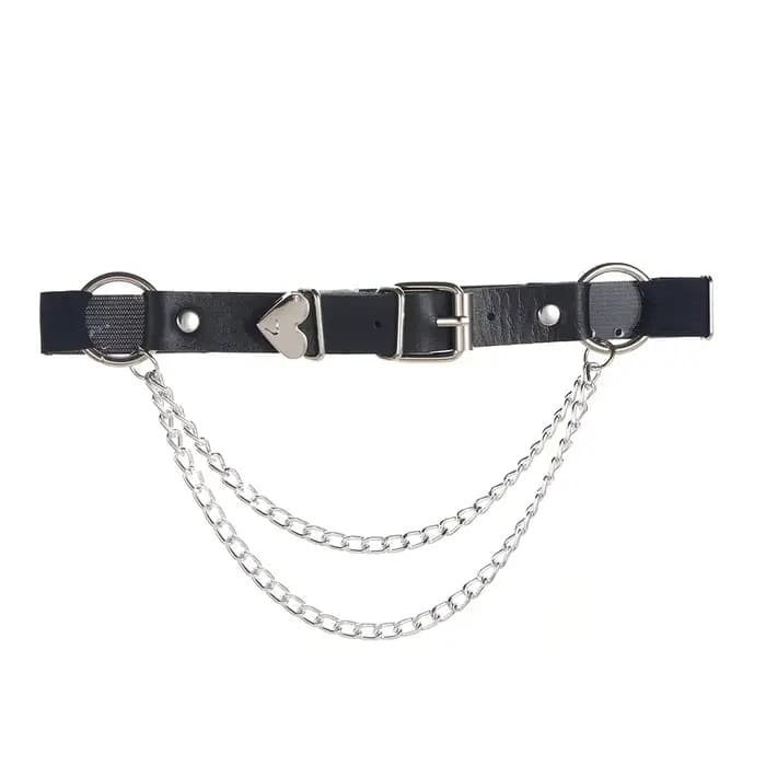Harnais de jambe réglable sexy avec chaîne, anneau de cuisse, accessoires de mode punk, porte-jarretelles en cuir PU en forme de cœur, bretelles pour femme