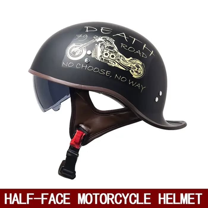 Casque de moto demi-casque d'été pour hommes avec miroir interne