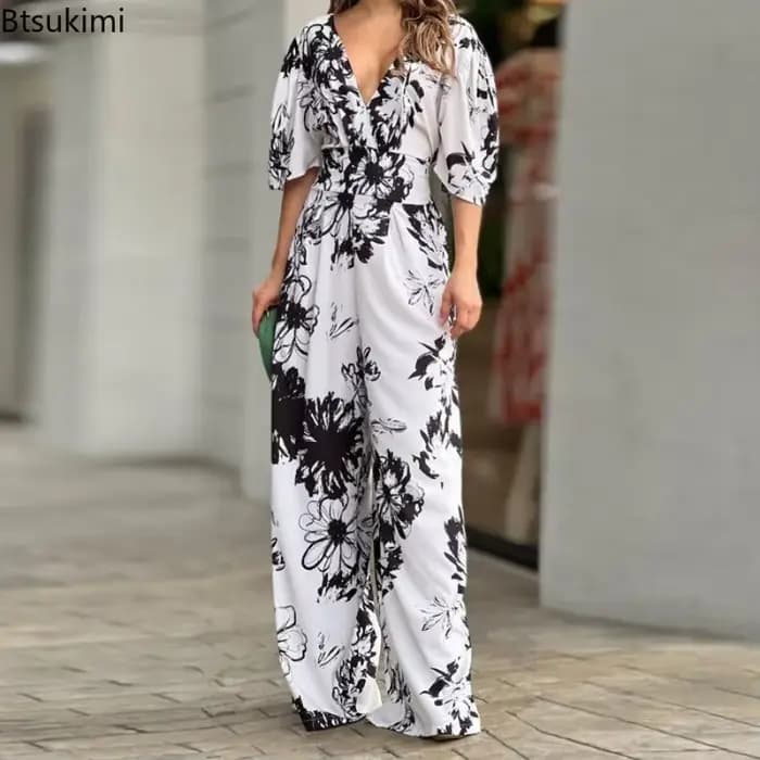 Combinaison dos nu pour femmes, mode col en v, manches chauve-souris, taille cintrée, jambes larges, costume décontracté, Streetwear, nouvelle collection été