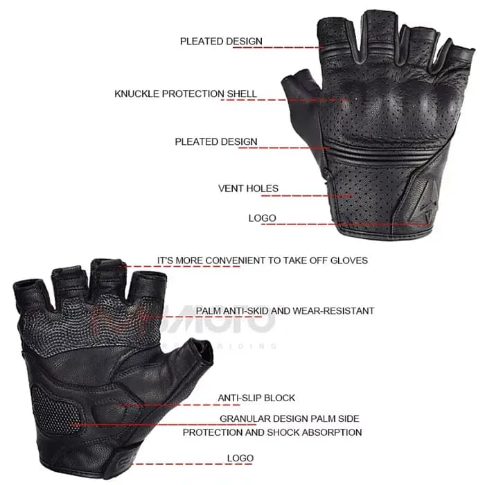 Gants de Moto en cuir de vache de mouton sans doigts