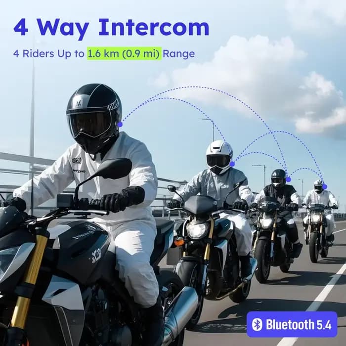 Intercom Moto MAXRUNON D10 pour 4 Motards