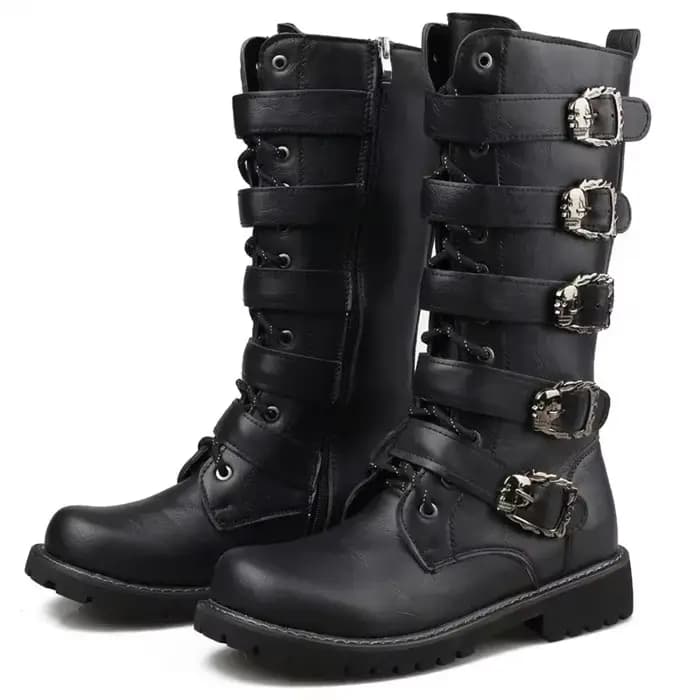 Bottes de moto en cuir pour hommes