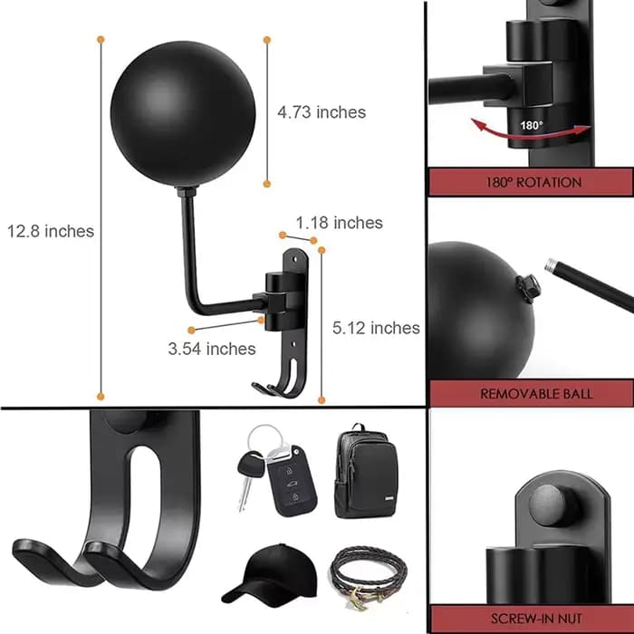 5X 180 ° Support de casque de moto