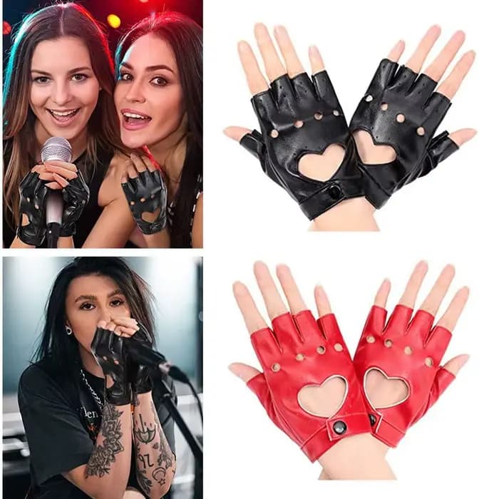 Gants en cuir PU à cinq doigts pour femmes et hommes, mitaines gothiques Lolita Cosplay, conduite, spectacle, pole légiti, fille