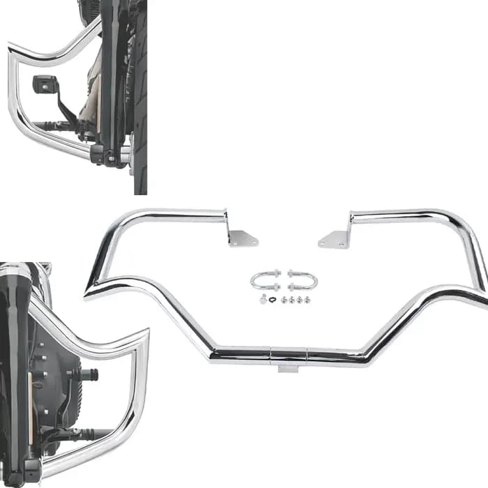 Barre de protection moteur chromée/noire pour Harley Dyna Fat Bob Low Rider Street Bob Wide Glide 2006-2017