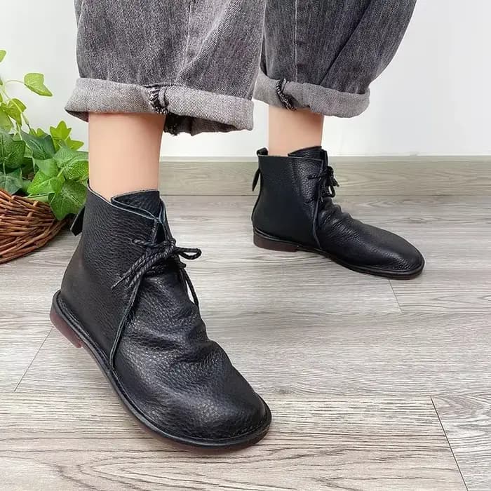 Birkuir bottines pour chaussures plates unisexes hommes et femmes bottes courtes à lacets en cuir véritable plat hiver