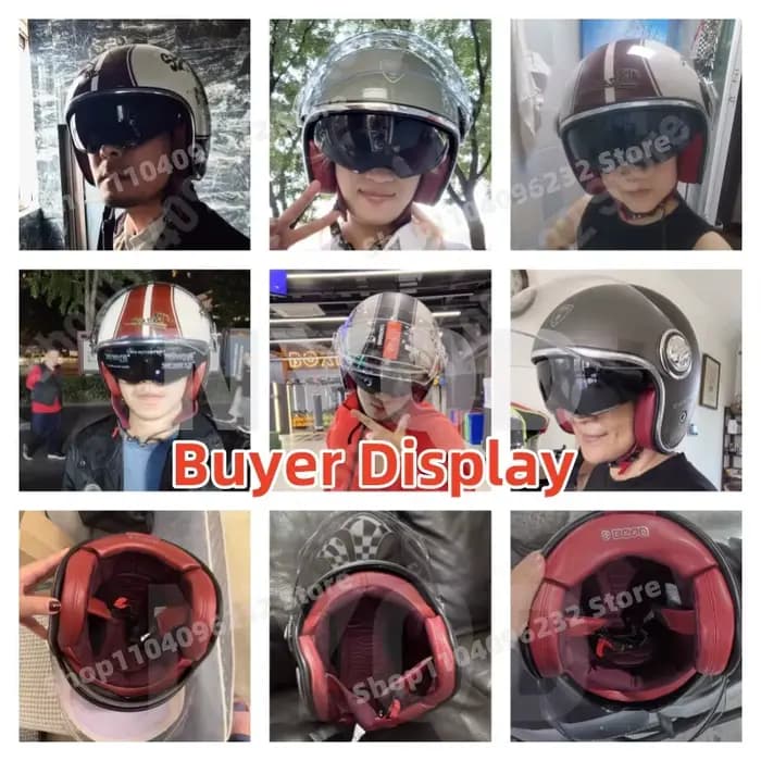 BEON rétro casque de moto Double lentille demi-casque hiver chaud Protection des oreilles doublure à la mode Graffiti