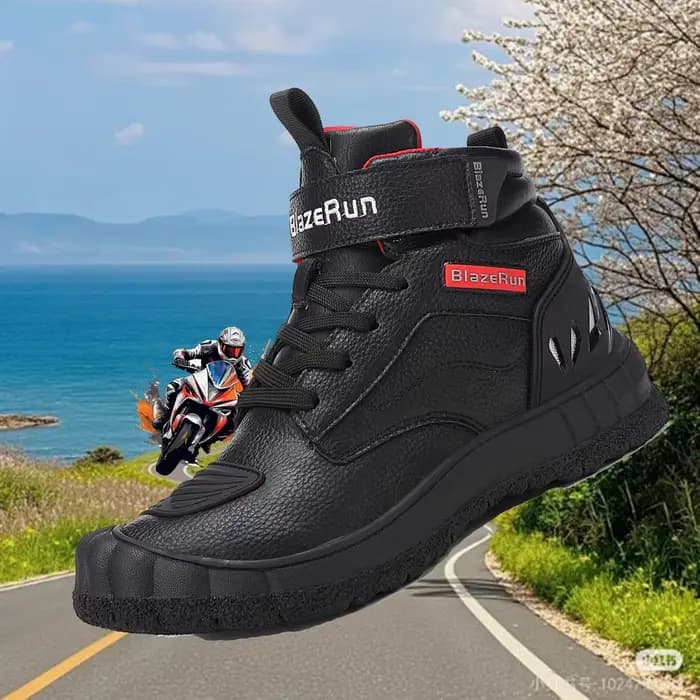 Bottes de moto en cuir pour hommes