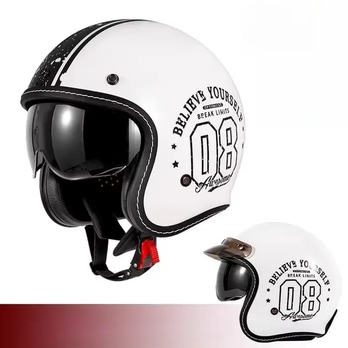 Casque de moto de croisière rétro unisexe