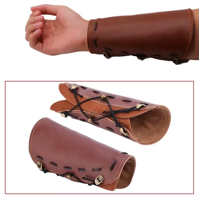 Protège-bras de tir à l'arc en cuir marron fait main avec sangles réglables – Essentiels pour l'archer et la pratique du tir