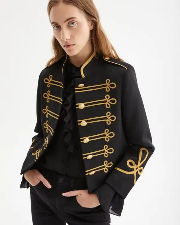 Costume de veste de bande pour femmes, blazers de mode militaire, manteau gothique victorien, cosplay sur mesure