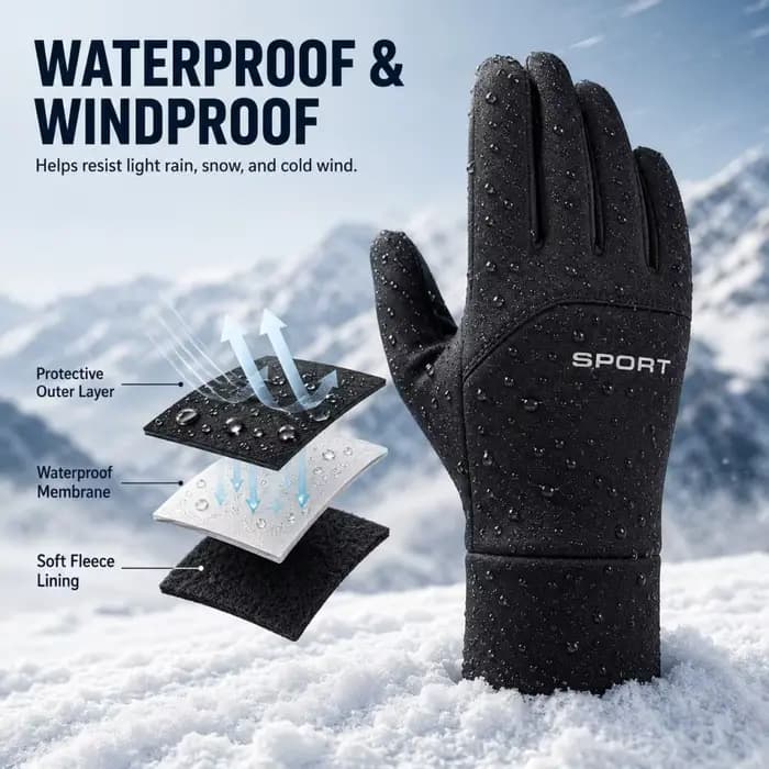 Gants de cyclisme chauds d'hiver SPORT avec fonction tactile