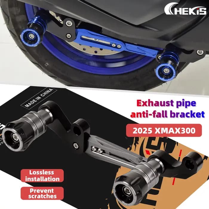 Chekis – Protection de pot d'échappement anti-chute et anti-collision pour Yamaha Xmax300 Xmax250 (versions V3 2025 et 2026)